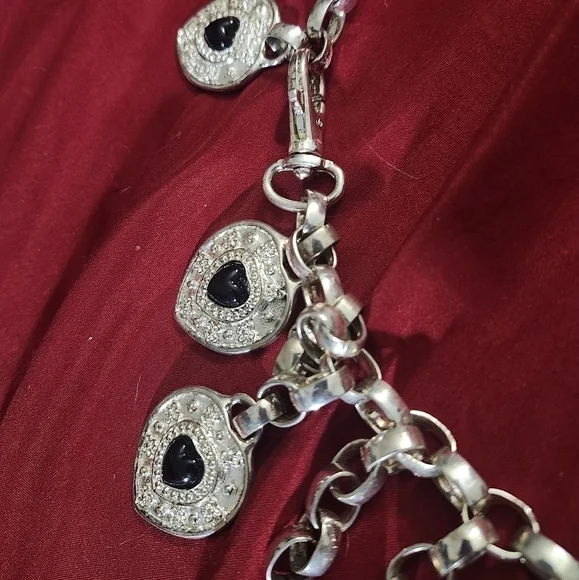 Vintage silver heart belt with black stones - Picture 3 of 6